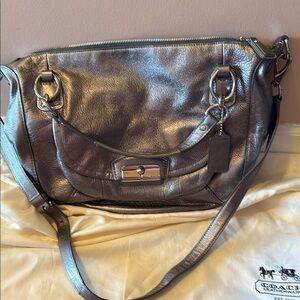 Coach Shimmering Silver Shoulder Bag